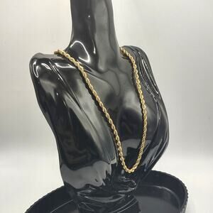 18k Gold Plated Diamond Cut Necklace Rope Chain 4mm. Valentines Birthday Gift